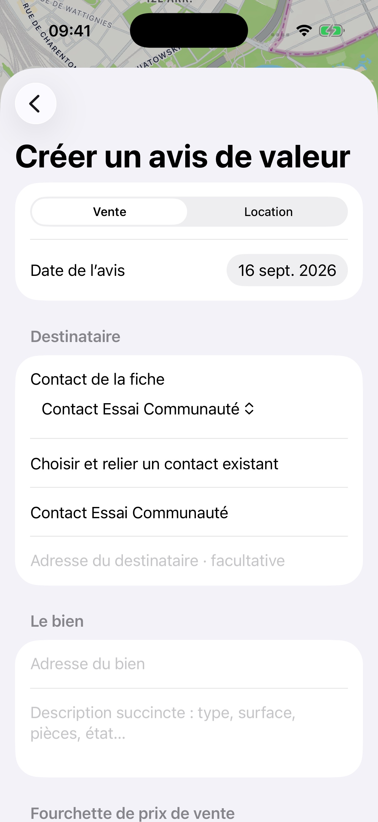 Création d’un avis de valeur dans iMMOPro